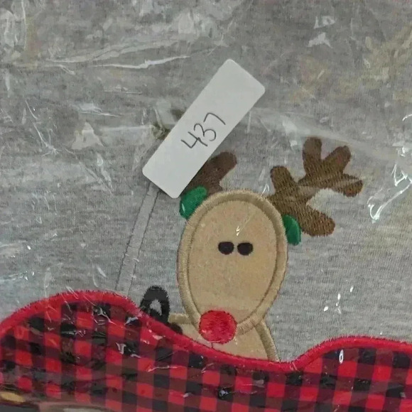 Buffalo Plaid Moose Gray Long Ruffles Sleeve Girls Shirt Size 4 - Picture 7 of 7